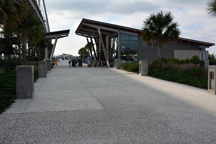 A long pier at Waterfront Memorial Park in Mt. Pleasant, SC